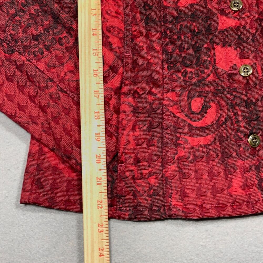 Chicos Jacket Women Medium 1 Tapestry Red Button Floral Button Front Casual - Picture 4 of 10